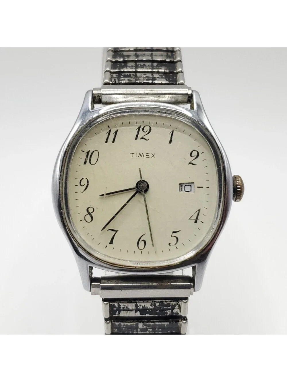 Vintage Timex Mechanical 32mm Date Dial Watch For Parts Or Repair